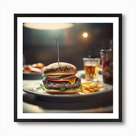 Burger On A Plate 71 Art Print