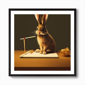 Rabbit With A Pencil Art Print