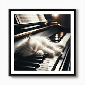 Cat Sleeping On Piano 5 Art Print