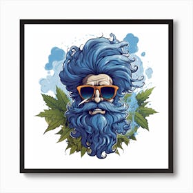 Blue Bearded Man Art Print