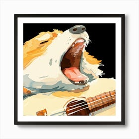 Corgi Playing Guitar Art Print