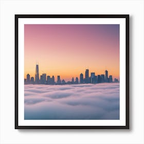 Foggy Sunrise Over Chicago Skyline Art Print