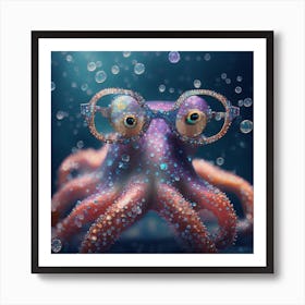 Octopus With Glasses Art Print