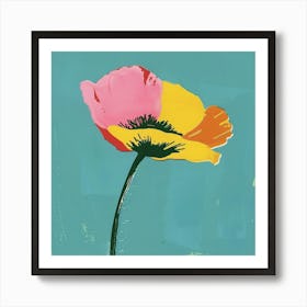 Poppy 3 Square Flower Illustration Art Print