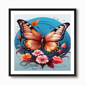 Butterfly And Flowers Art Print