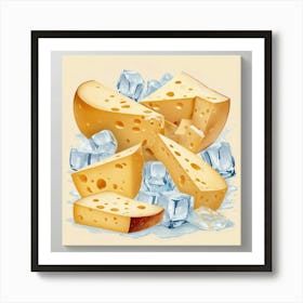 Cheese And Ice Cubes Art Print