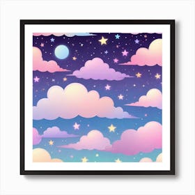 Sky With Twinkling Stars In Pastel Colors Square Composition 215 Art Print