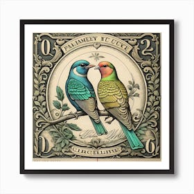 Love Birds vintage Poster art Print Art Print