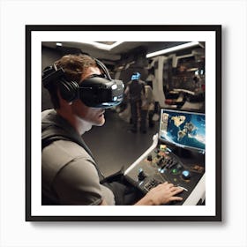 Man In Vr Headset Art Print