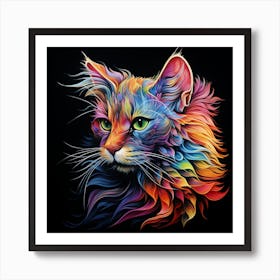 Colourful Rainbow Cat 2 Art Print