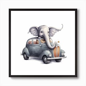 Elephant In A Car Art Print