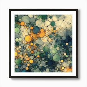 Voronoi Network In Green Art Print