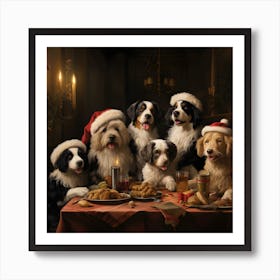 Dogs Christmas Party (Old Master) Art Print