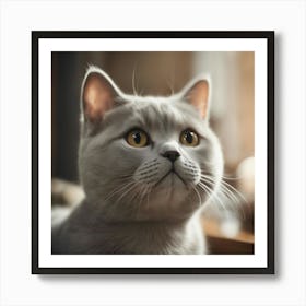 A Cute British Shorthair Kitty, Pixar Style, Watercolor Illustration Style 8k, Png Art Print