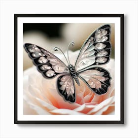 Butterfly On A Rose Art Print