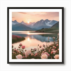 Roses In The Mountains Art Print