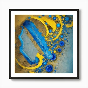 Blue And Yellow Abstract Painting Art Print