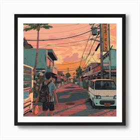 Boy Walking Down A Street Art Print