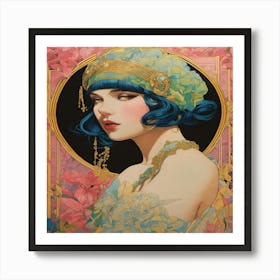 Lady With Blue Hair Art Print