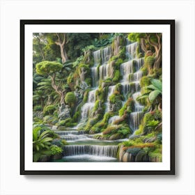 Waterfall In The Jungle Art Print