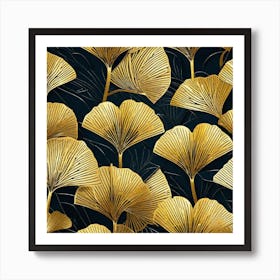 Gold Ginkgo Leaves 1 Art Print