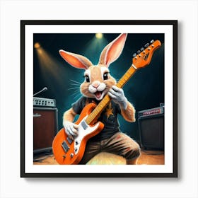 Rabbit Playing Guitar 8 Art Print