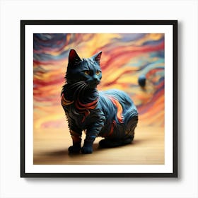 Abstract Cat Painting Art Print