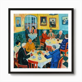 David Hockney Style. British Tea Room Series 8 Art Print