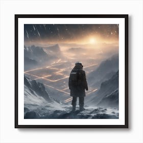 Man Standing On A Mountain Art Print