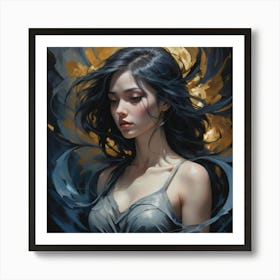 Girl With Black Hair 8 Art Print