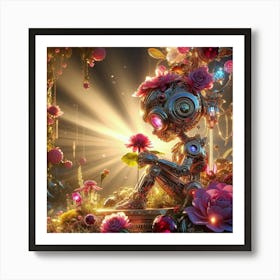 Robot In The Garden Art Print