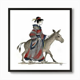 Chinese Woman With Donkey Art Print