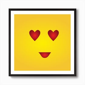 Emoji Face With Hearts Art Print