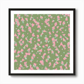 Broken Glass Pieces, A Vintage Pattern Featuring abstract Polygons With Varying Side Lengths Shapes With Edges, Flat Art, 135 Art Print