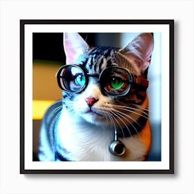 Cat With Glasses Art Print