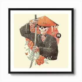 Samurai Skull - Floral Sword Death Gift 1 Art Print
