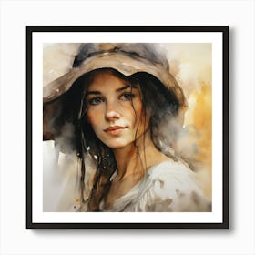 Portrait Of A Woman In A Hat Art Print