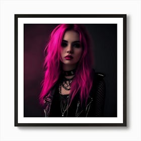 Girl With Pink Hair Art Print