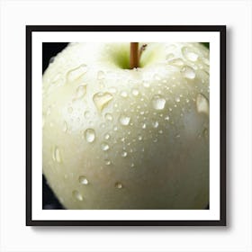 White Apple With Water Droplets Art Print