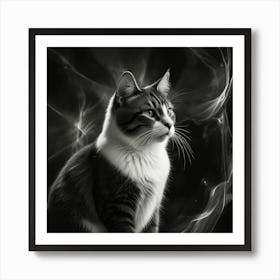 Black And White Cat 2 Art Print