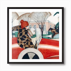 Girl And Pug In An Automobile, Gerda Wegener Art Print