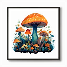 Mushrooms In The Meadow 6 Art Print