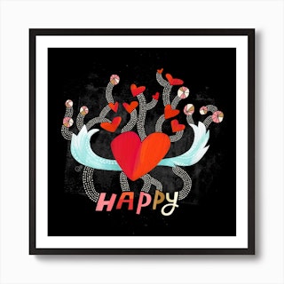 Happy Heart Square Art Print