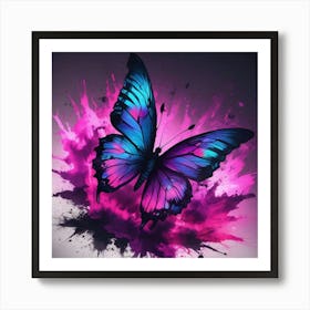 Butterfly With Paint Splashes 11 Art Print