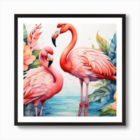 Pink Flamingos Art Print