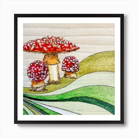 Mushrooms On A Hill Art Print