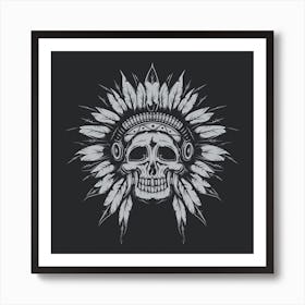 Skull Indian Headdress Art Print