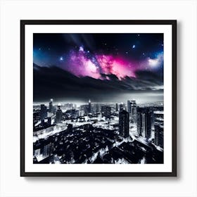Skyline With Milky Way Art Print