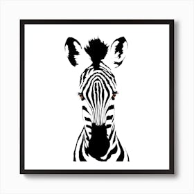 Brown Eyed Zebra White Series Square Art Print
