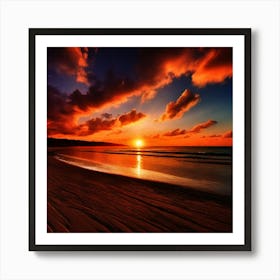 Sunset At The Beach 602 Art Print